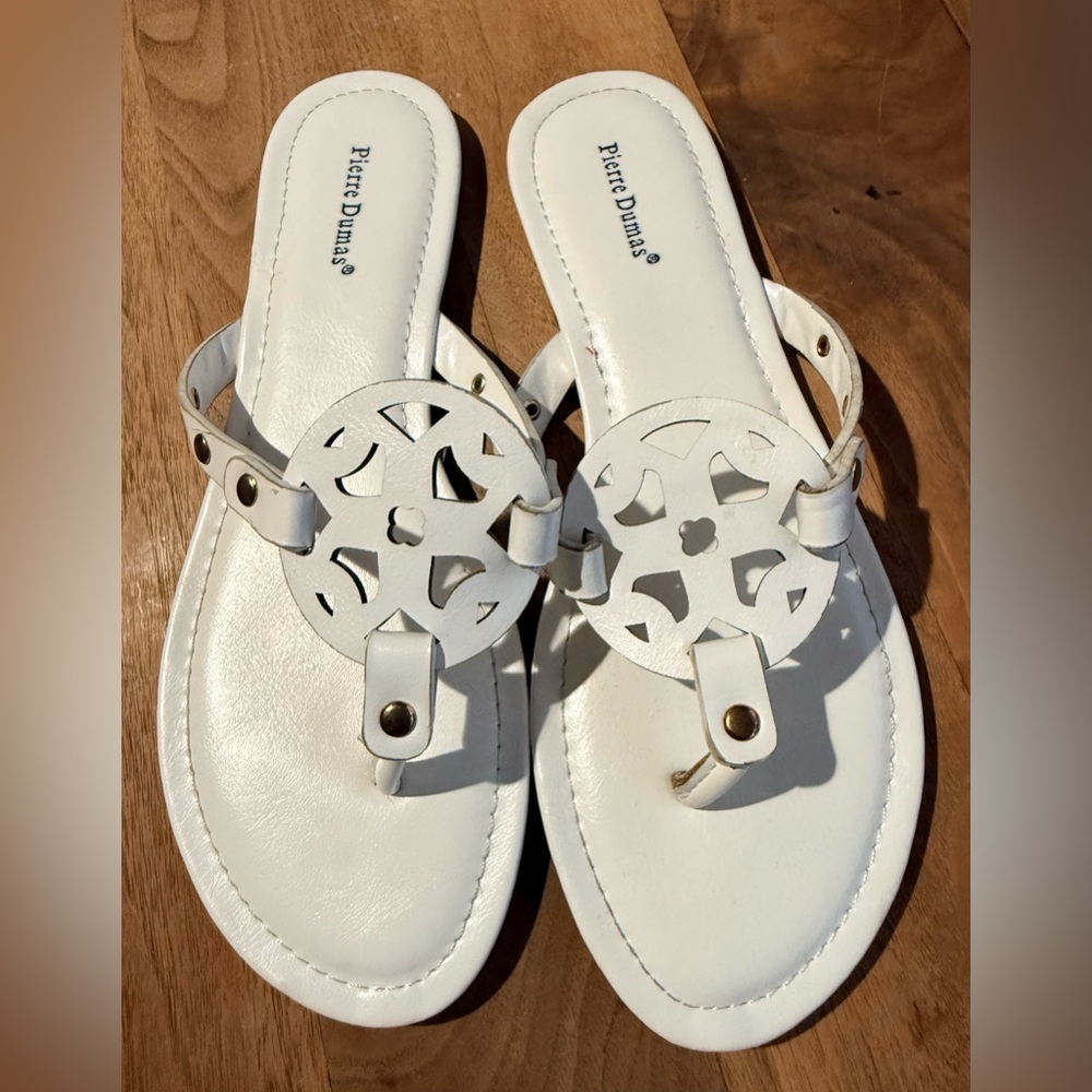 Pierre Dumas White Cutout Sandals